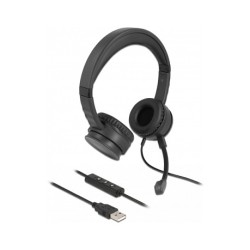 Delock USB Stereo Headset mit Kabelfernbedienung und Quick-Mute Taste für PC und Notebook — Buy in Cyprus with Fast Delivery