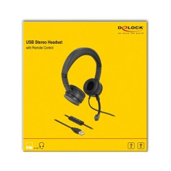 Delock USB Stereo Headset mit Kabelfernbedienung und Quick-Mute Taste für PC und Notebook — Buy in Cyprus with Fast Delivery