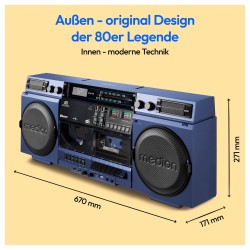 Medion LIFE® P66538 Retro-Boombox blau — Buy in Cyprus with Fast Delivery