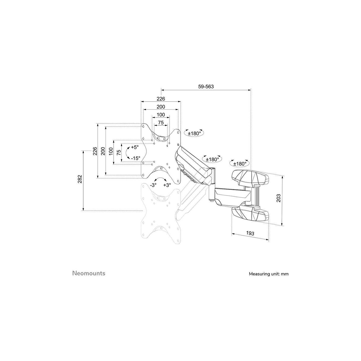 Neomounts Wandhalterung. voll beweglich. für 23-42' Bildschirme 30KG WL70-550BL12 — Buy in Cyprus with Fast Delivery