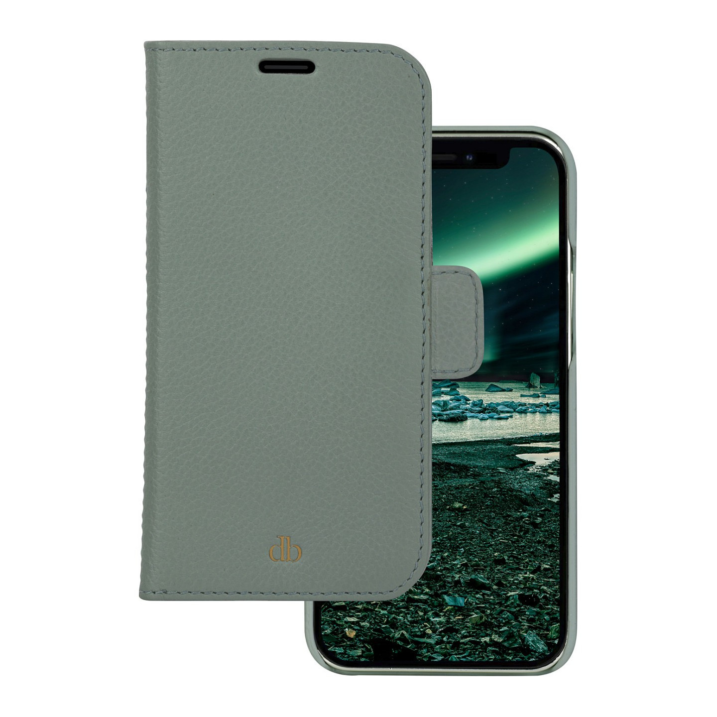 dbramante1928 New York - Flip-Hlle fr Mobiltelefon - abnehmbare Magnetrckseite - Saffianleder - Green Bay - fr Apple