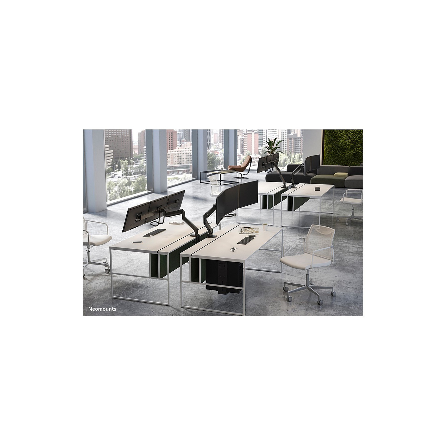 Neomounts NM-D775DX3BLACK Tischhalterung mit Tischhalterungsgriff für drei Flachbildschirme bis 27' (68.6 cm)