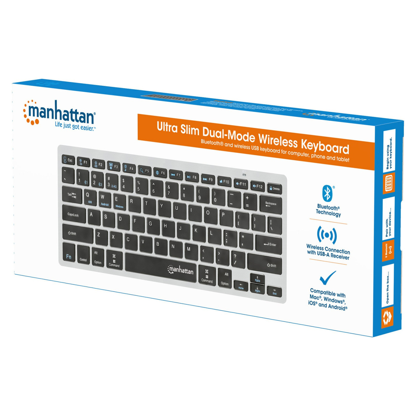 MANHATTAN Slim Funktastatur anthrazit Bluetooth 3.0 2.4GHz — Buy in Cyprus with Fast Delivery
