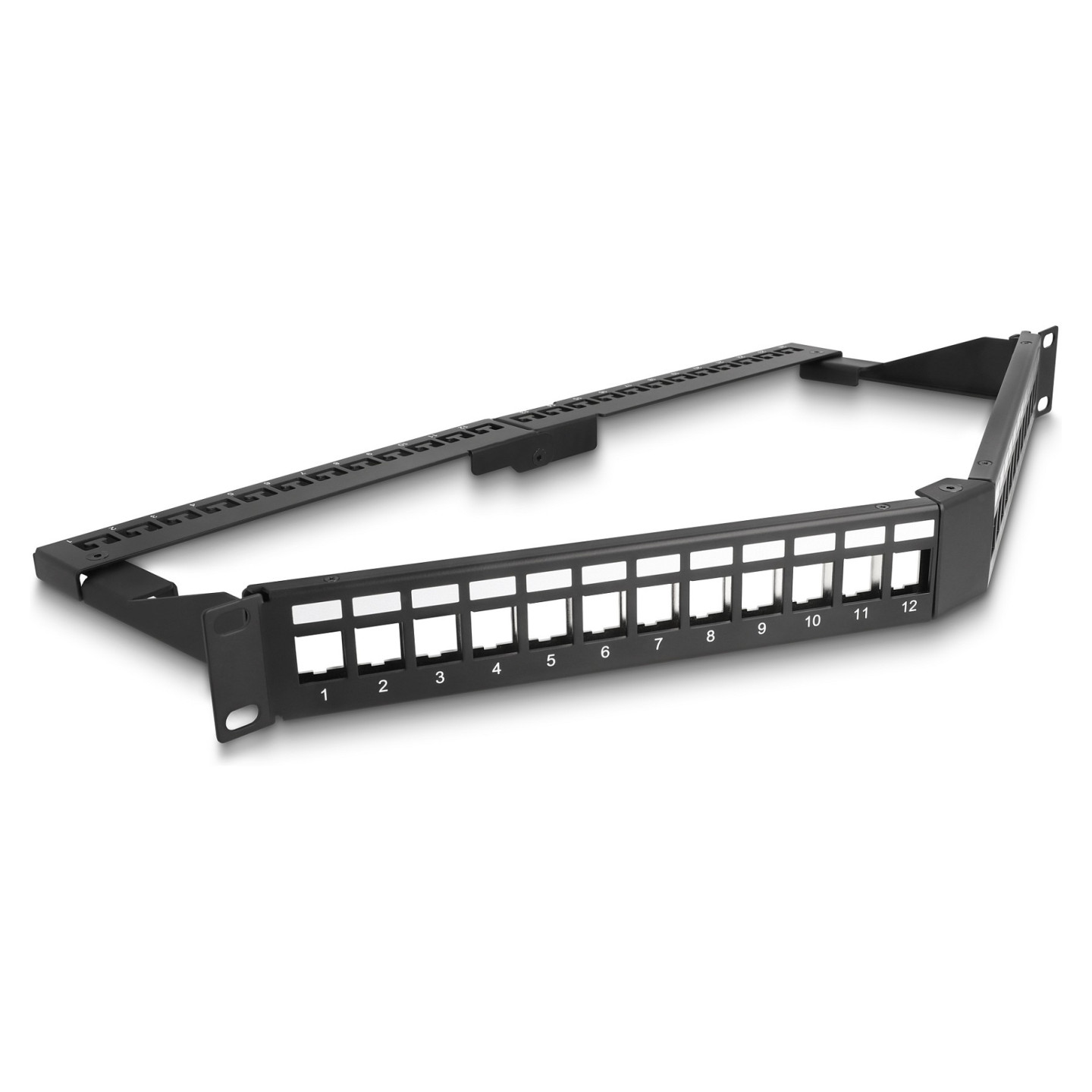 Delock 19? Keystone Patchpanel 24 Port mit Entlastungsschiene 1 HE gewinkelt schwarz — Buy in Cyprus with Fast Delivery
