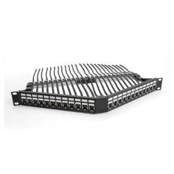 Delock 19? Keystone Patchpanel 24 Port mit Entlastungsschiene 1 HE gewinkelt schwarz — Buy in Cyprus with Fast Delivery
