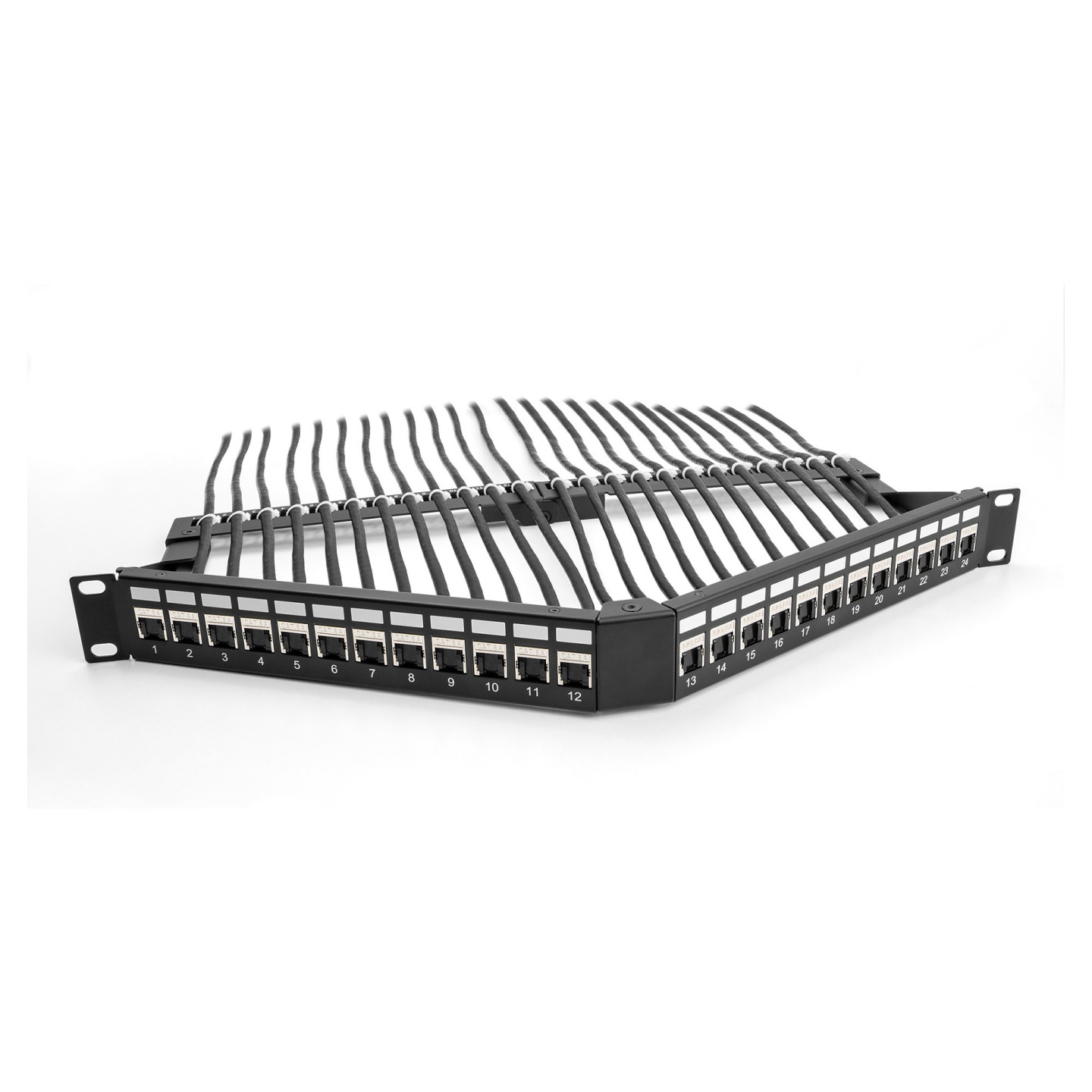 Delock 19? Keystone Patchpanel 24 Port mit Entlastungsschiene 1 HE gewinkelt schwarz — Buy in Cyprus with Fast Delivery
