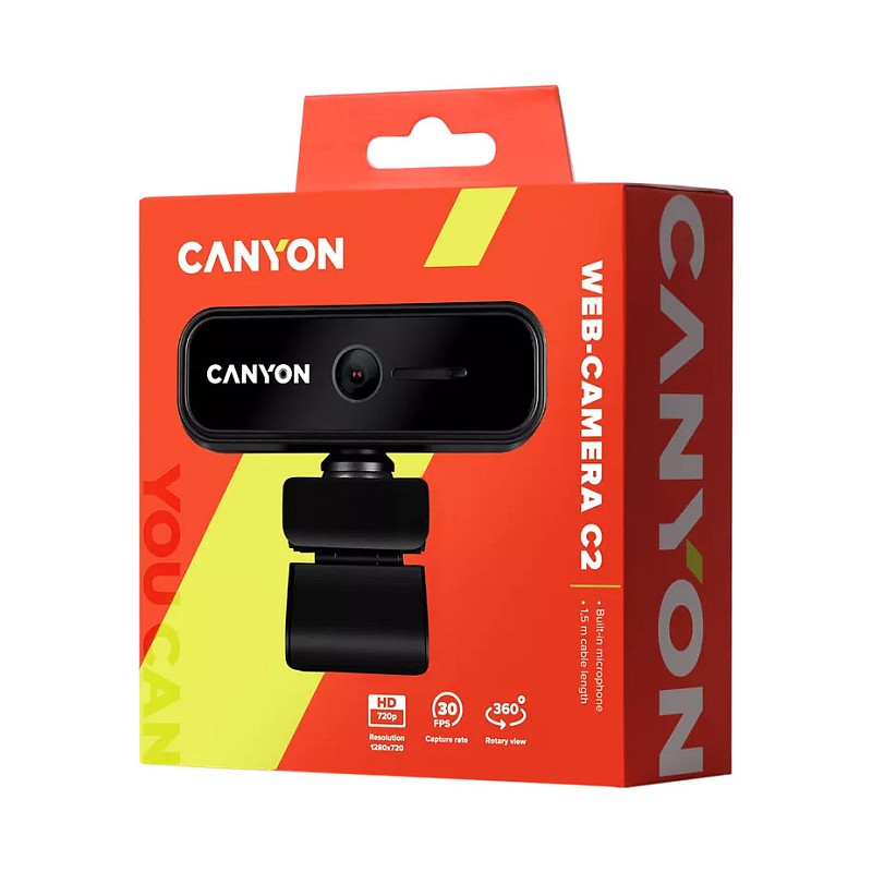 Canyon Webcam C2 HD 720P CNE-HWC2 Black (Boxed) — Buy in Cyprus with Fast Delivery