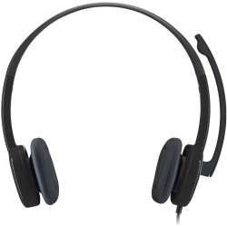 Logitech H151 Stereo On-Ear Headset - Wired 3.5mm Black Boom Mic Inline Controls (Boxed) — Buy in Cyprus with Fast Delivery