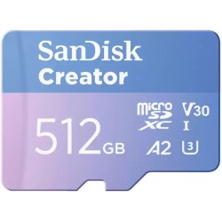 Buy SanDisk Creator MicroSDXC Card - Blue, 512GB, UHS-I, 190MB/s Read / 130MB/s ... in Cyprus, Nicosia, Limassol, Larnaka, Pafos