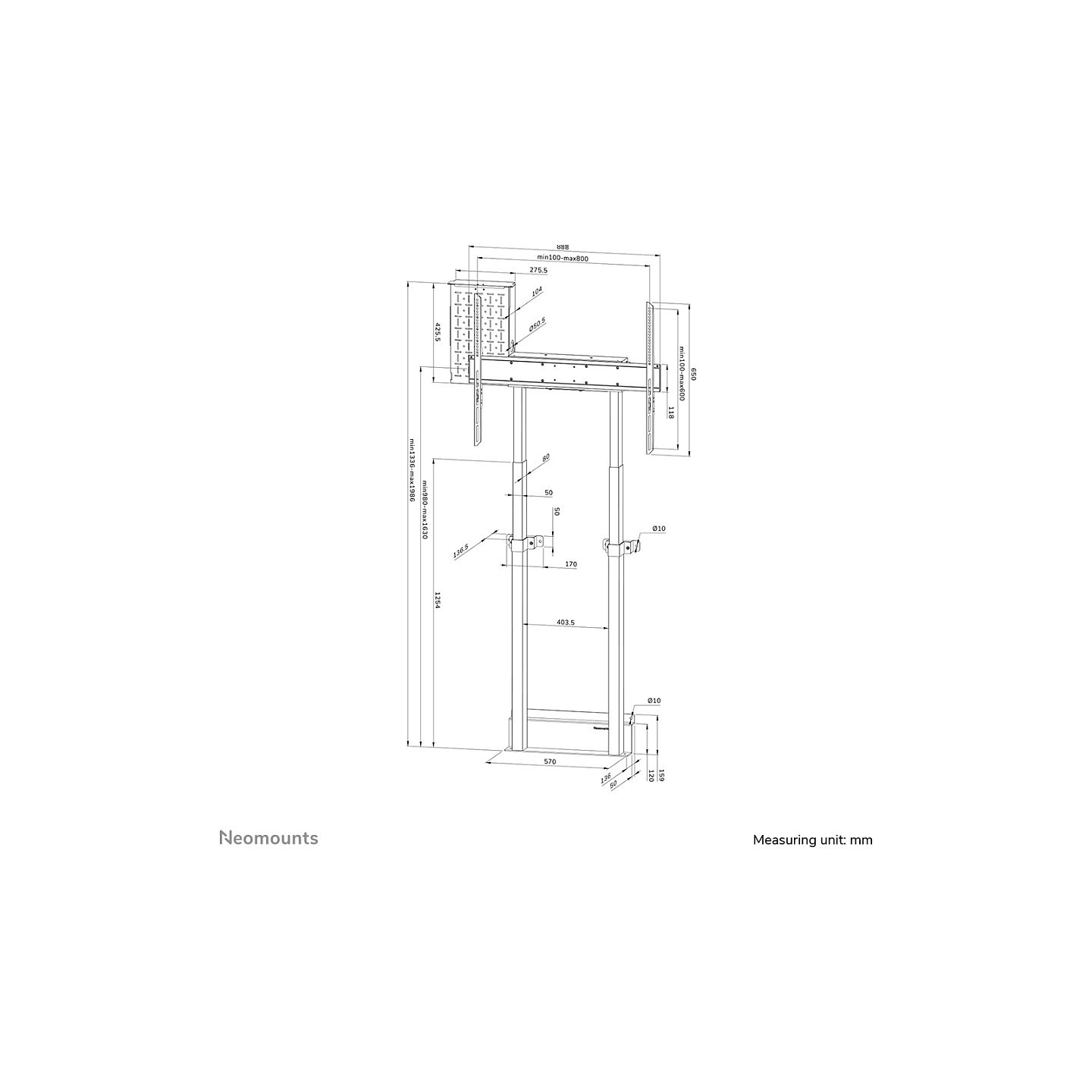Neomounts Motorisierte Wandhalterung für Flachbild-Fernseher bis 100'' (254 cm) 110Kg WL55-875WH1 White