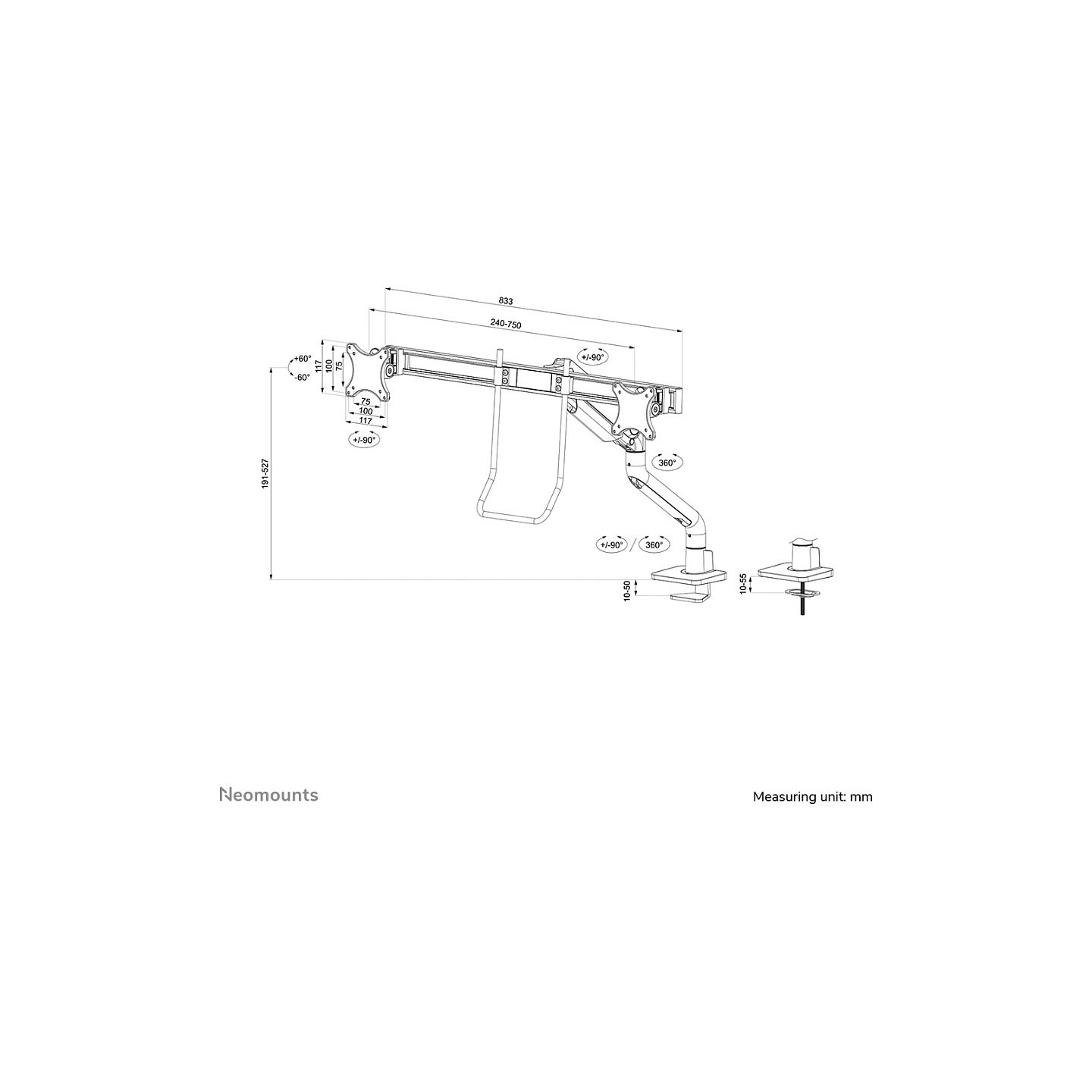 Full-Motion-Tischhalterung für 17-27' Bildschirme 16KG DS75S-950WH2 Neomounts White — Buy in Cyprus with Fast Delivery