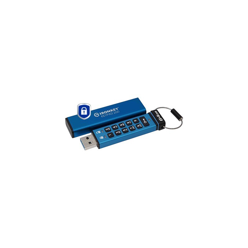 Buy Kingston IronKey Keypad 200 - 64GB Blue - FIPS 140-3 L3 AES-256 Hardware Enc... in Cyprus, Nicosia, Limassol, Larnaka, Pafos