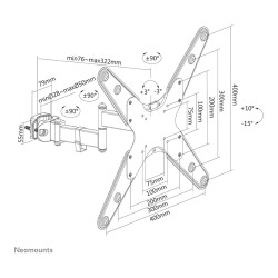 Stangenhalterung. vollbeweglich. (Ø28-50 mm) für 32-55' Bildschirme 25KG FL40-450BL14 Neomounts