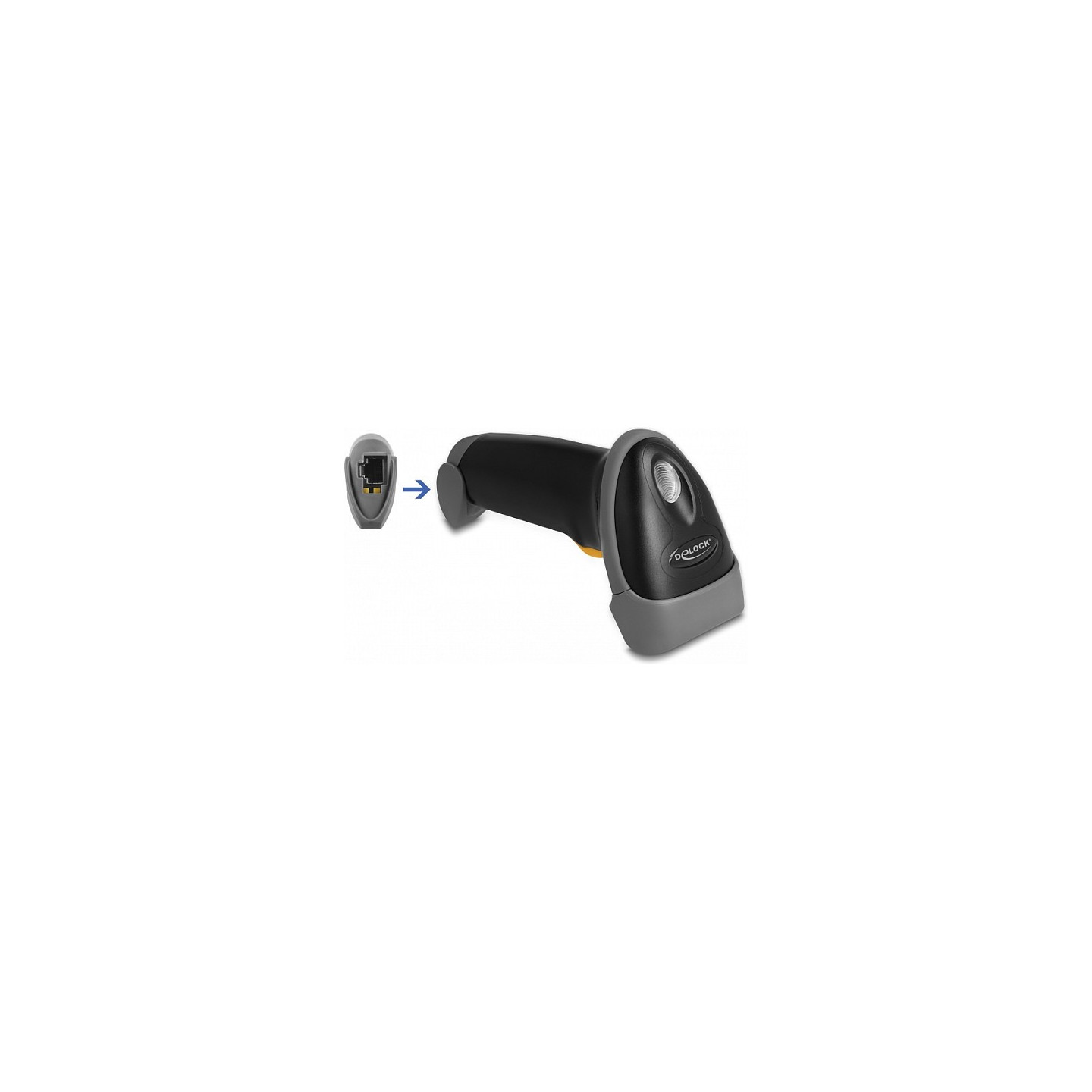 Delock USB Barcode Scanner 1D mit Anschlusskabel und Halterung - Laser - schwarz — Buy in Cyprus with Fast Delivery