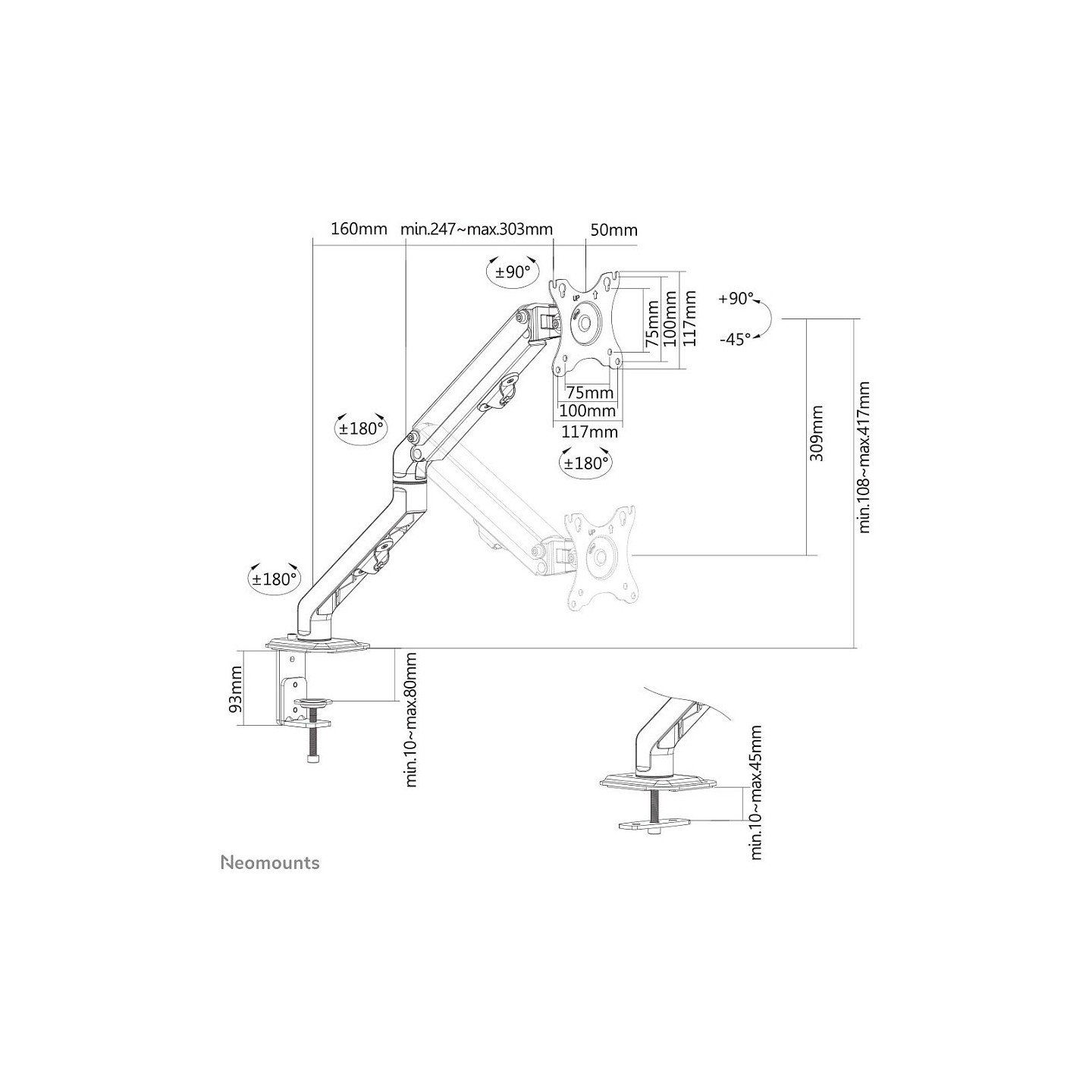Neomounts FPMA-D650BLACK Tischhalterung für Flachbildschirme bis 27' - Schwarz — Buy in Cyprus with Fast Delivery