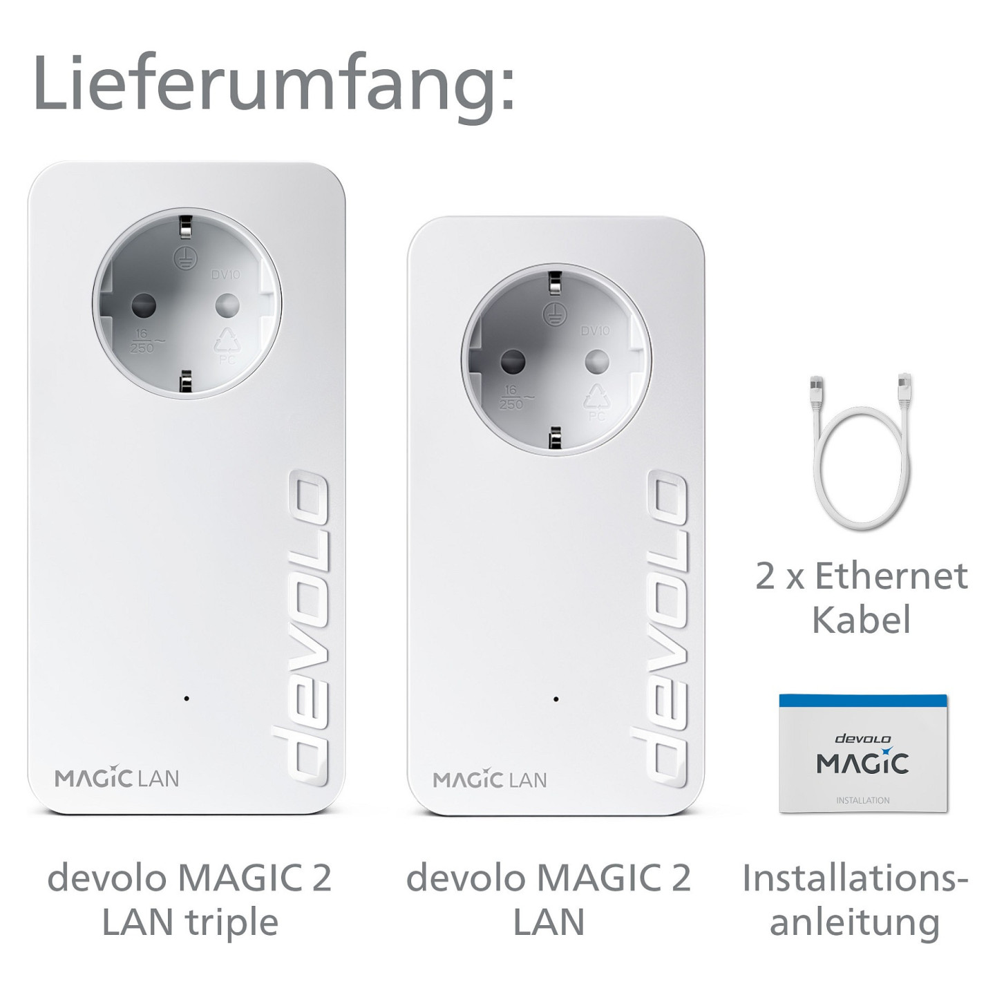 devolo Magic 2 LAN triple Powerline Starter Kit Powerline bis zu 2.400 Mbit s. 3x Gigabit LAN (pro Einheit)