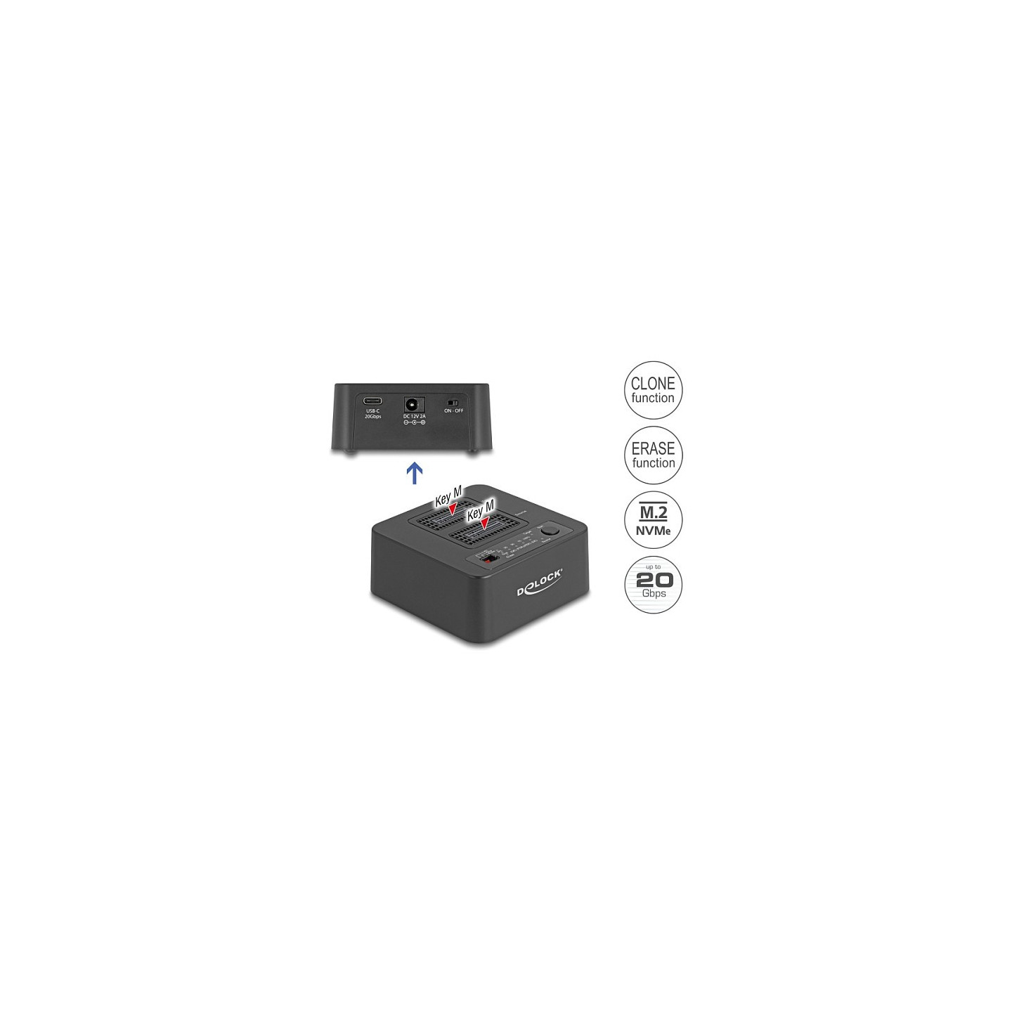 USB 20 Gbps M.2 Dockingstation für 2 x M.2 NVMe PCIe SSD mit Klon- und Löschfunktion — Buy in Cyprus with Fast Delivery