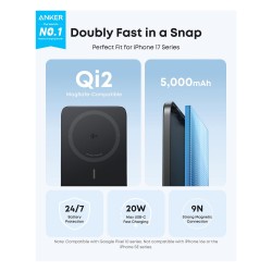 ANKER Nano Powerbank 5.000mAh 15W Slim magnetisch ultra-slim 0.86cm flach Qi2 schwarz — Buy in Cyprus with Fast Delivery