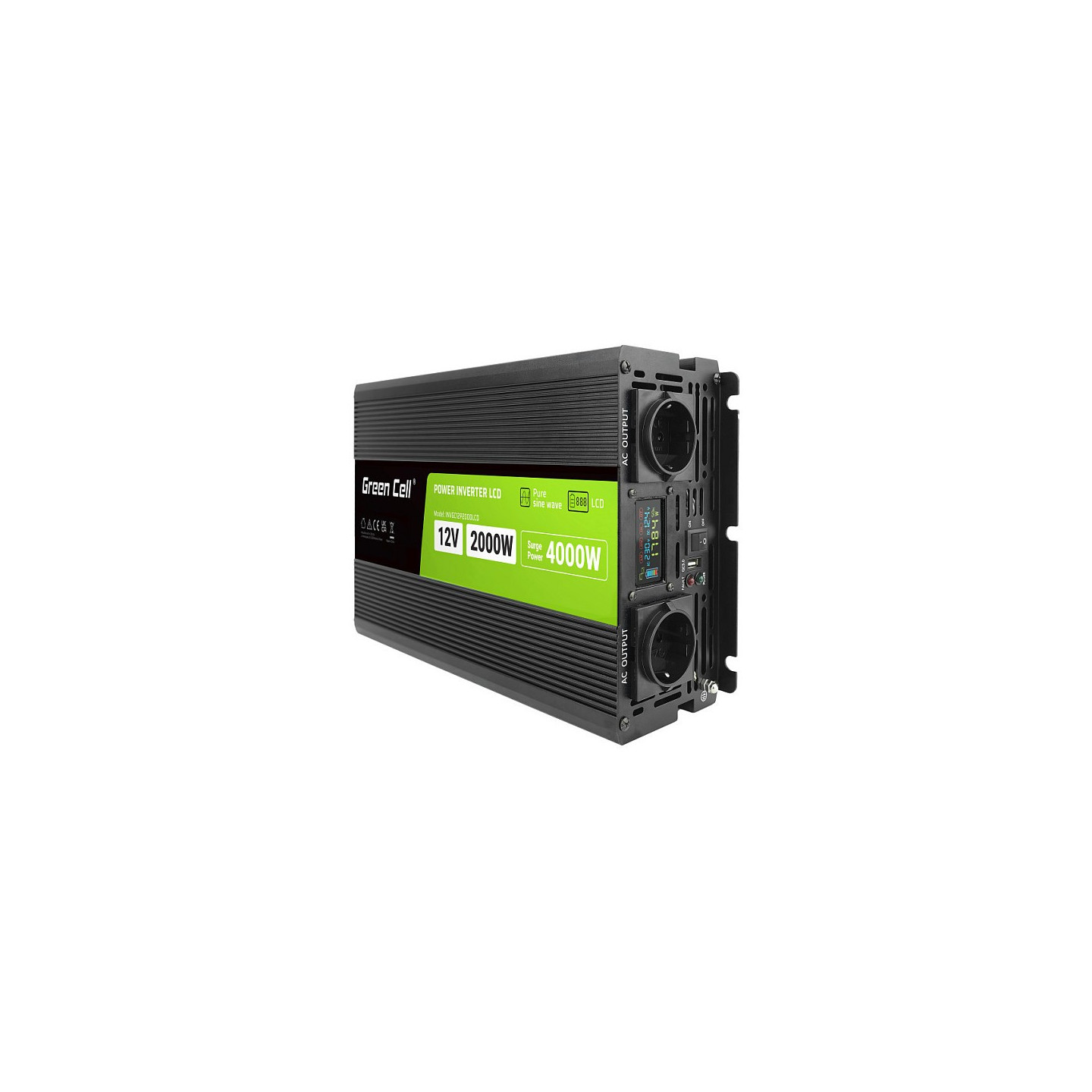 Green Cell KFZ Spannungswandler Power Inverter 12V to 230V 2000W 4000W Display — Buy in Cyprus with Fast Delivery