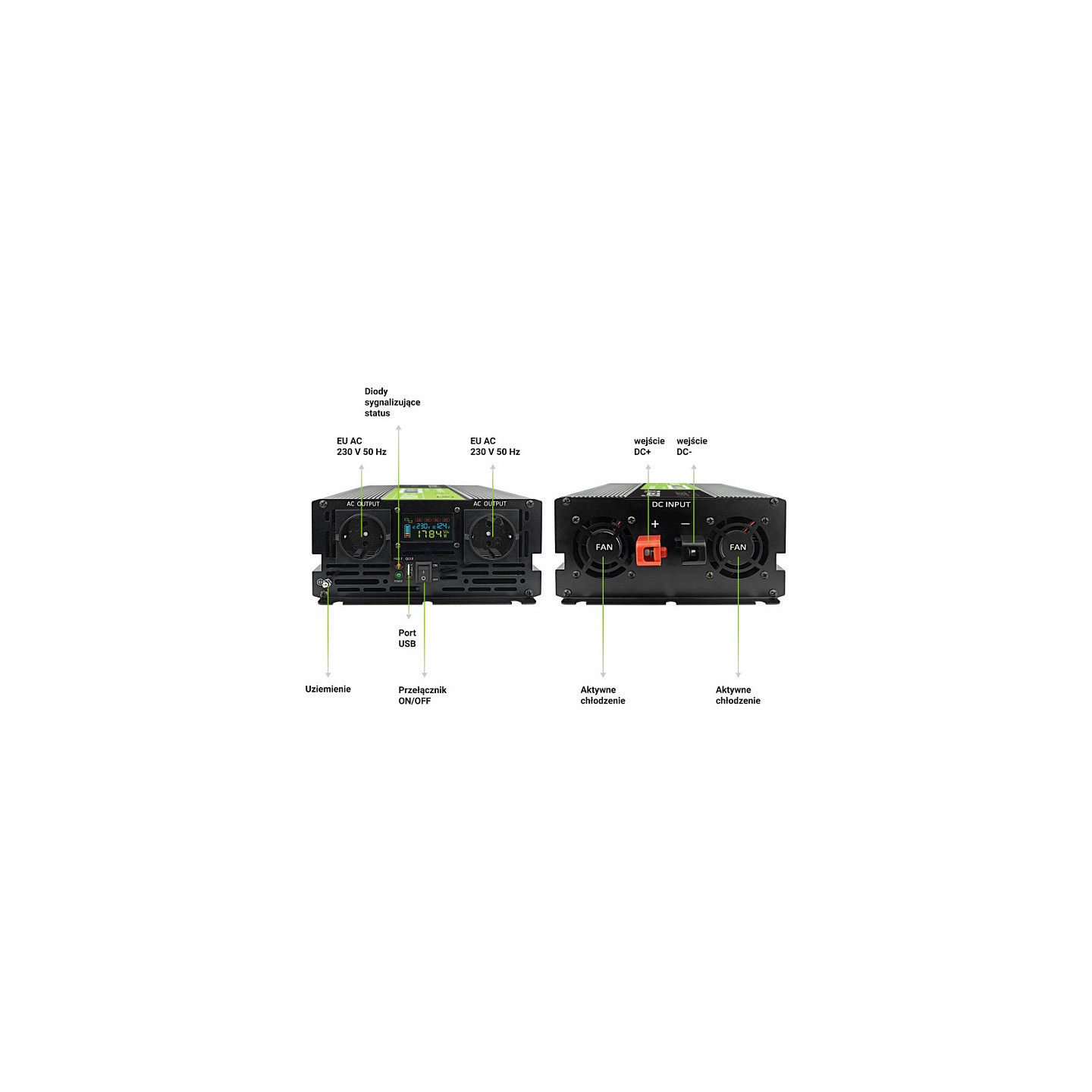 Green Cell KFZ Spannungswandler Power Inverter 12V to 230V 2000W 4000W Display — Buy in Cyprus with Fast Delivery
