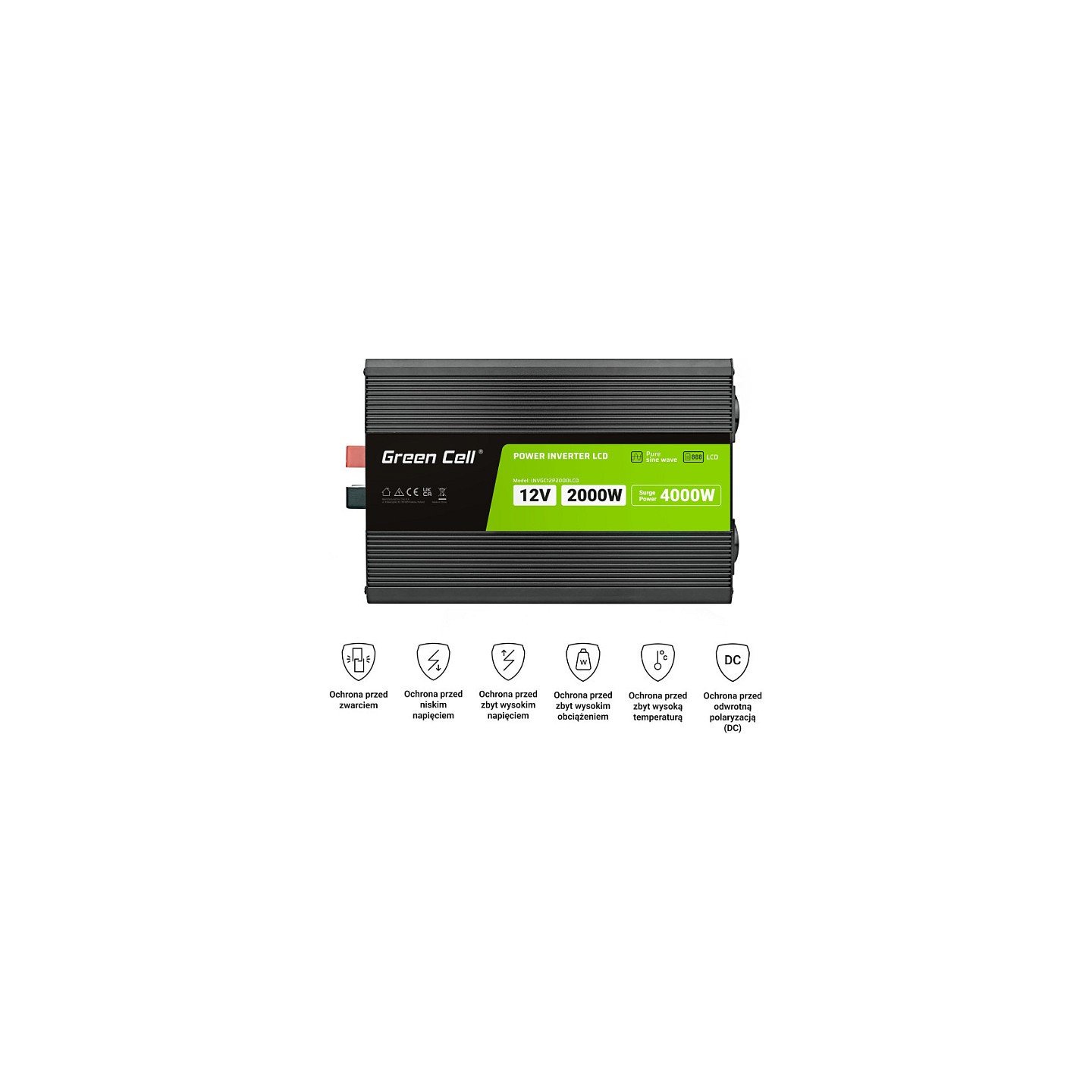 Green Cell KFZ Spannungswandler Power Inverter 12V to 230V 2000W 4000W Display — Buy in Cyprus with Fast Delivery