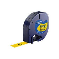 Dymo LabelWriter - LetraTag Kunststoff Etiketten - 12 mm x 4 m - Schwarz auf Gelb - (S0721620)