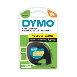 Dymo LabelWriter - LetraTag Kunststoff Etiketten - 12 mm x 4 m - Schwarz auf Gelb - (S0721620)