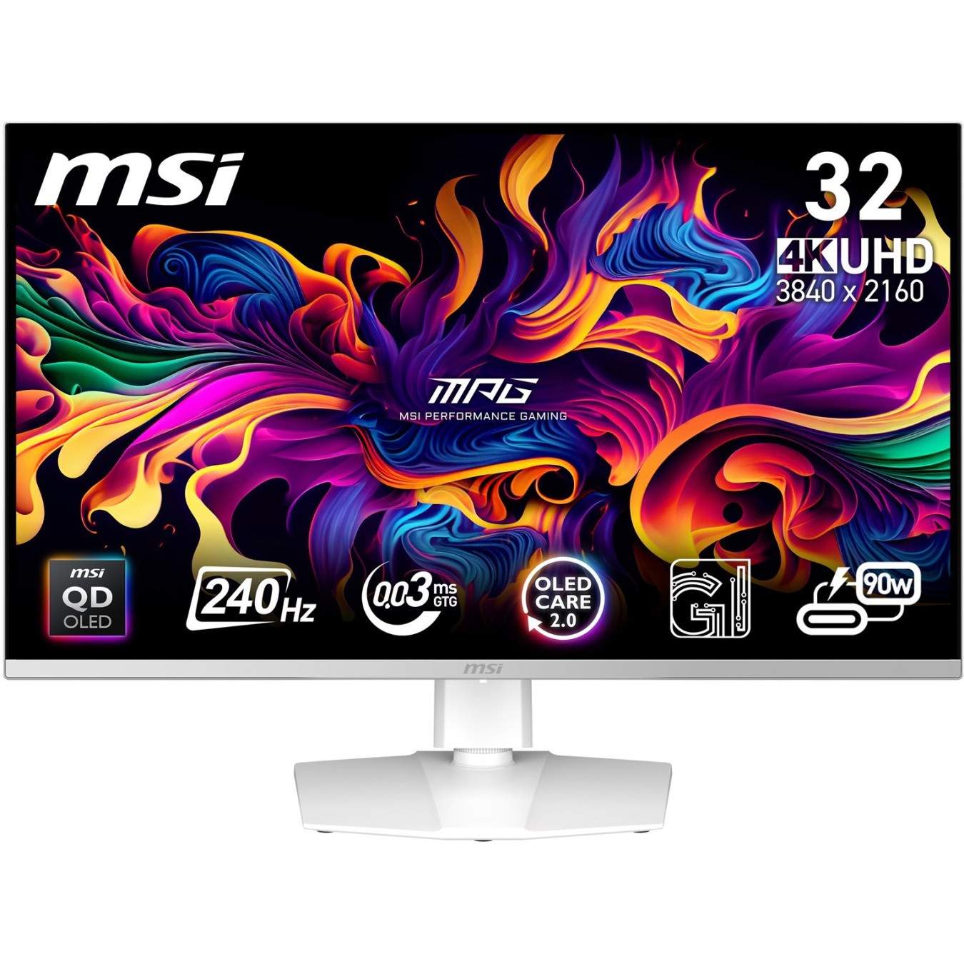 MSI MPG 321URXWDE - 31.5" QD-OLED 4K (3840x2160) 240Hz 0.03ms Gaming Monitor - White — Buy in Cyprus with Fast Delivery