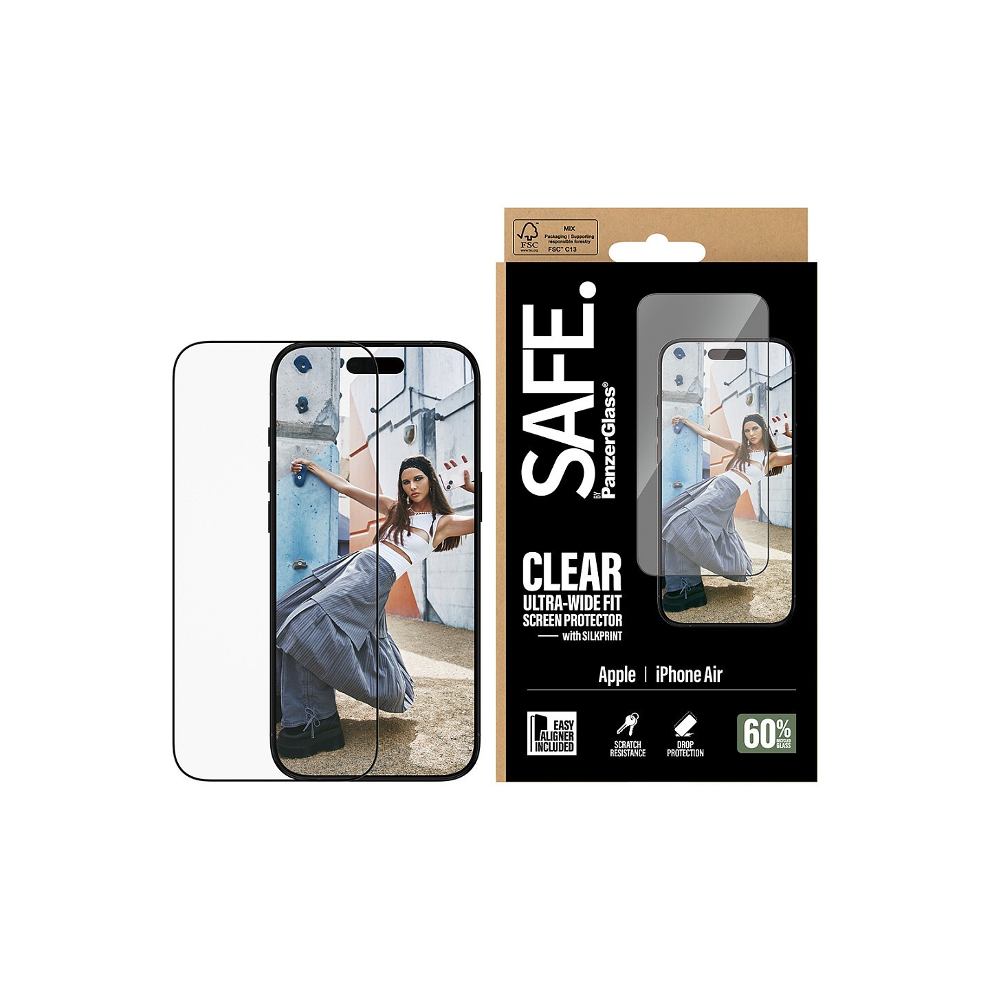 Panzerglass SAFE. by PanzerGlass Screen Protector w. Black Frame iPhone Air Ultra-Wide Fit w. EasyAligner