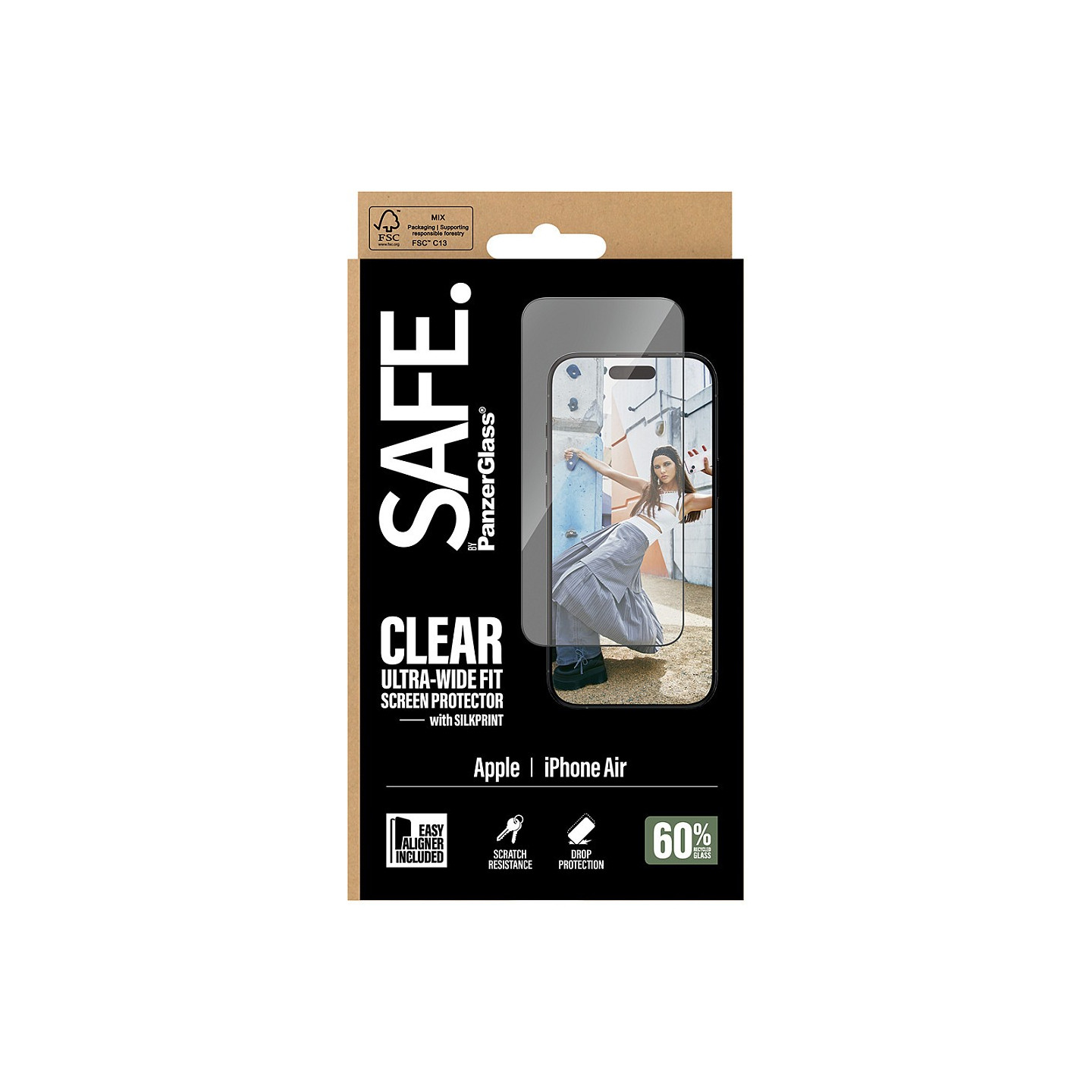 Panzerglass SAFE. by PanzerGlass Screen Protector w. Black Frame iPhone Air Ultra-Wide Fit w. EasyAligner