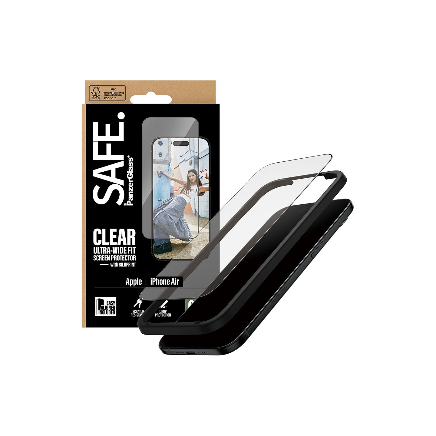 Panzerglass SAFE. by PanzerGlass Screen Protector w. Black Frame iPhone Air Ultra-Wide Fit w. EasyAligner