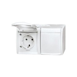 BUSCH JAEGER BJ 20 2EW-54 Steckdose m.Klappdeckel waagerecht 2f ocean IP44 alpinweiß — Buy in Cyprus with Fast Delivery