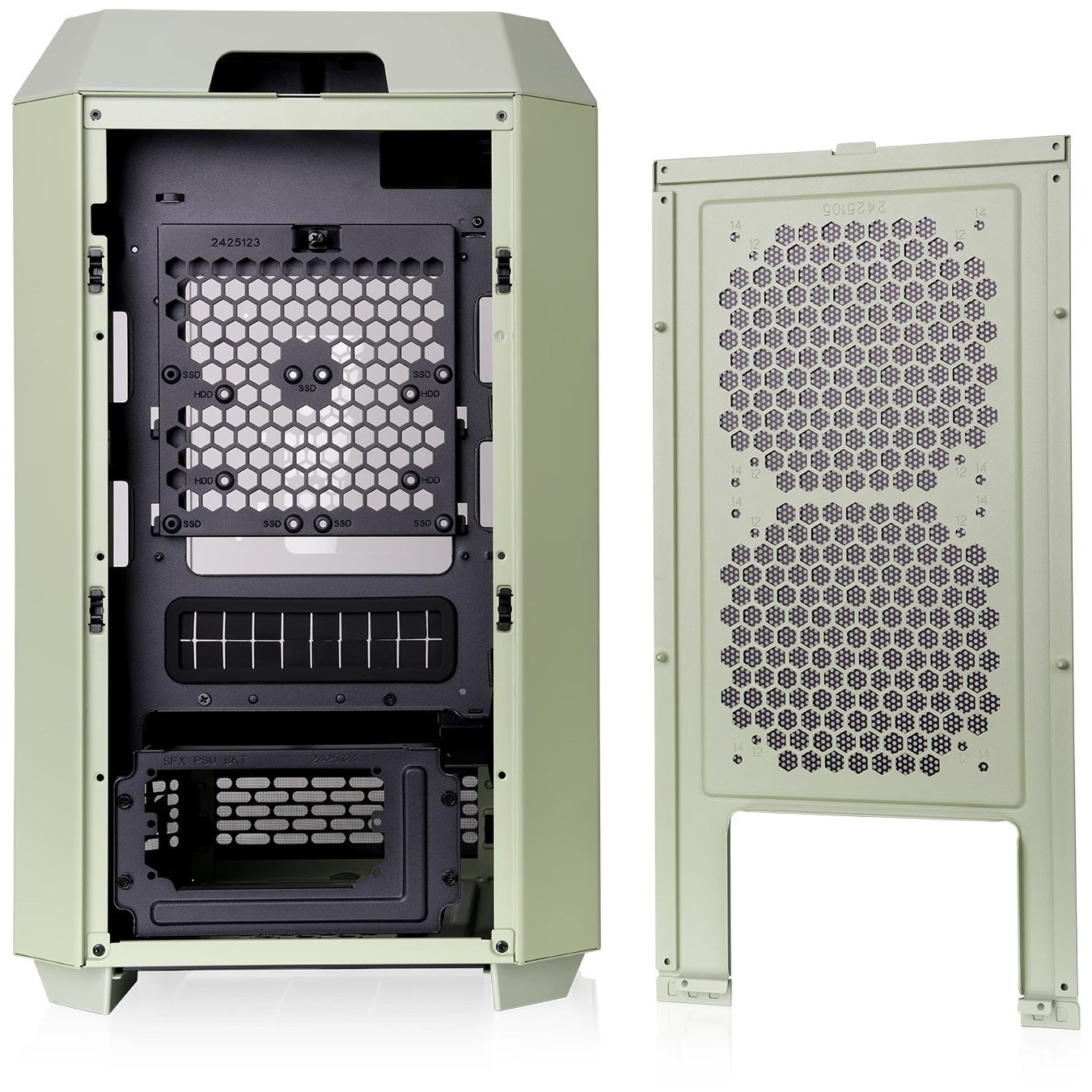 Thermaltake The Tower 250 TG - Matcha Green Mini-ITX Case, LCD Display, 360mm GPU Support, 2x120mm Fans