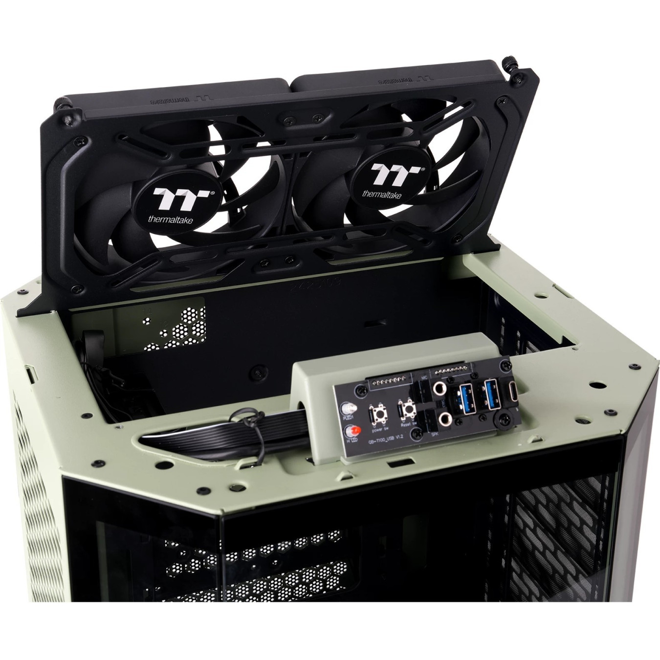 Thermaltake The Tower 250 TG - Matcha Green Mini-ITX Case, LCD Display, 360mm GPU Support, 2x120mm Fans
