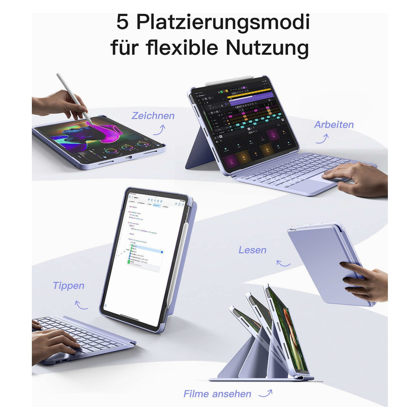 inateck Keyboard iPad 11' iPad Air 4 5Gen.Com. QWERTZ purple — Buy in Cyprus with Fast Delivery