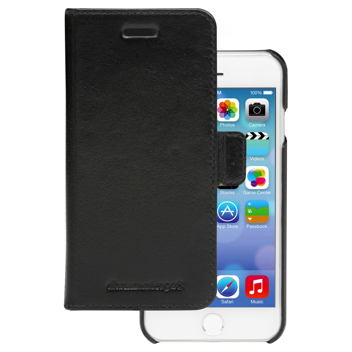 dbramante1928 Lynge - Flip-Hlle fr Mobiltelefon - genarbtes Leder - Schwarz - fr Apple iPhone 6. 6s. 7. 8. SE (2. Gen)
