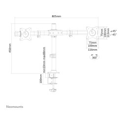 Neomounts FPMA-DCB100DBLACK Tischhalterung für zwei Flachbildschirme bis 27' (69 cm) — Buy in Cyprus with Fast Delivery