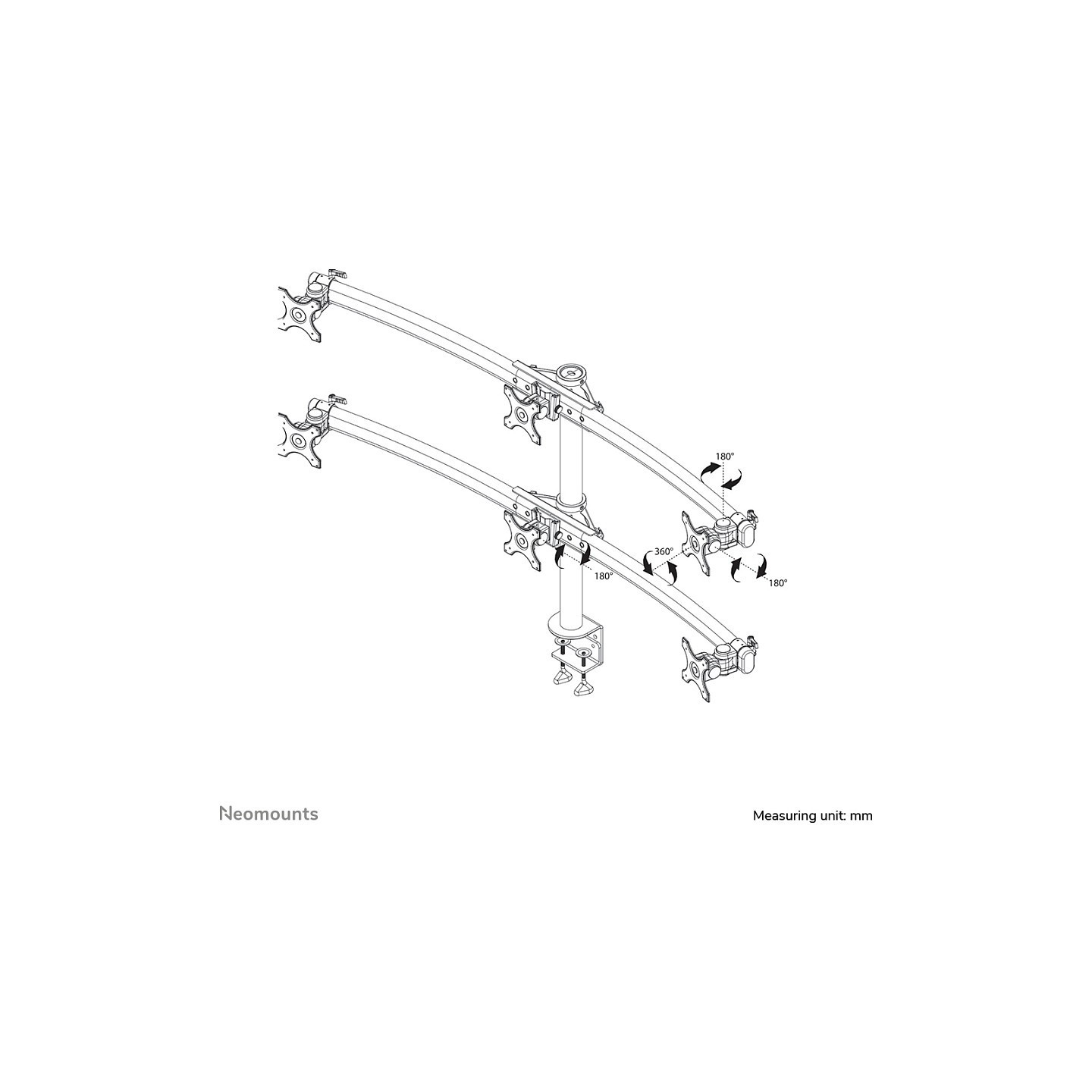 Neomounts Tischhalterung für sechs Flachbildschirme bis 27' (69 cm) 8KG FPMA-D700D6 — Buy in Cyprus with Fast Delivery
