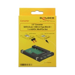 2.5? Konverter SATA 22 Pin USB 2.0 Typ Mini-B to 1 x mSATA Mini PCIe Slot — Buy in Cyprus with Fast Delivery