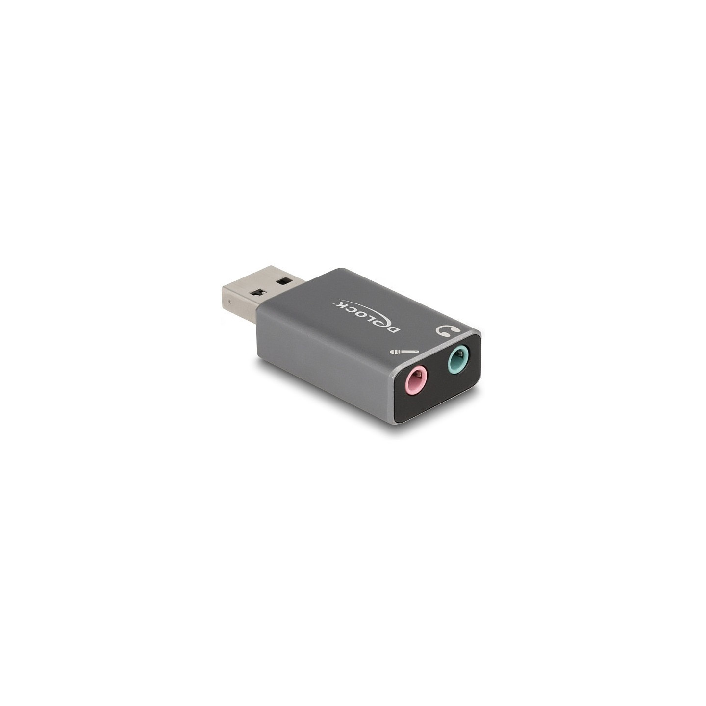 DELOCK Externe USB Soundkarte mit USB-A Stecker auf 2 x 3.5mm Klinkenbuchse Plug & Play Audio Adapter