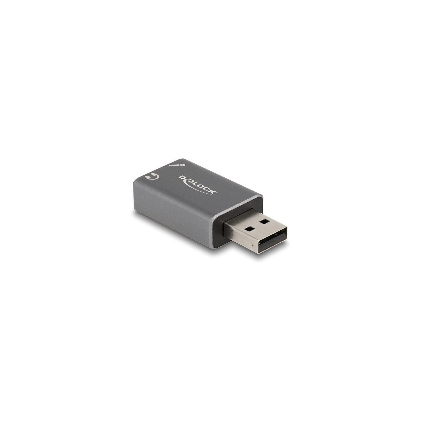 DELOCK Externe USB Soundkarte mit USB-A Stecker auf 2 x 3.5mm Klinkenbuchse Plug & Play Audio Adapter