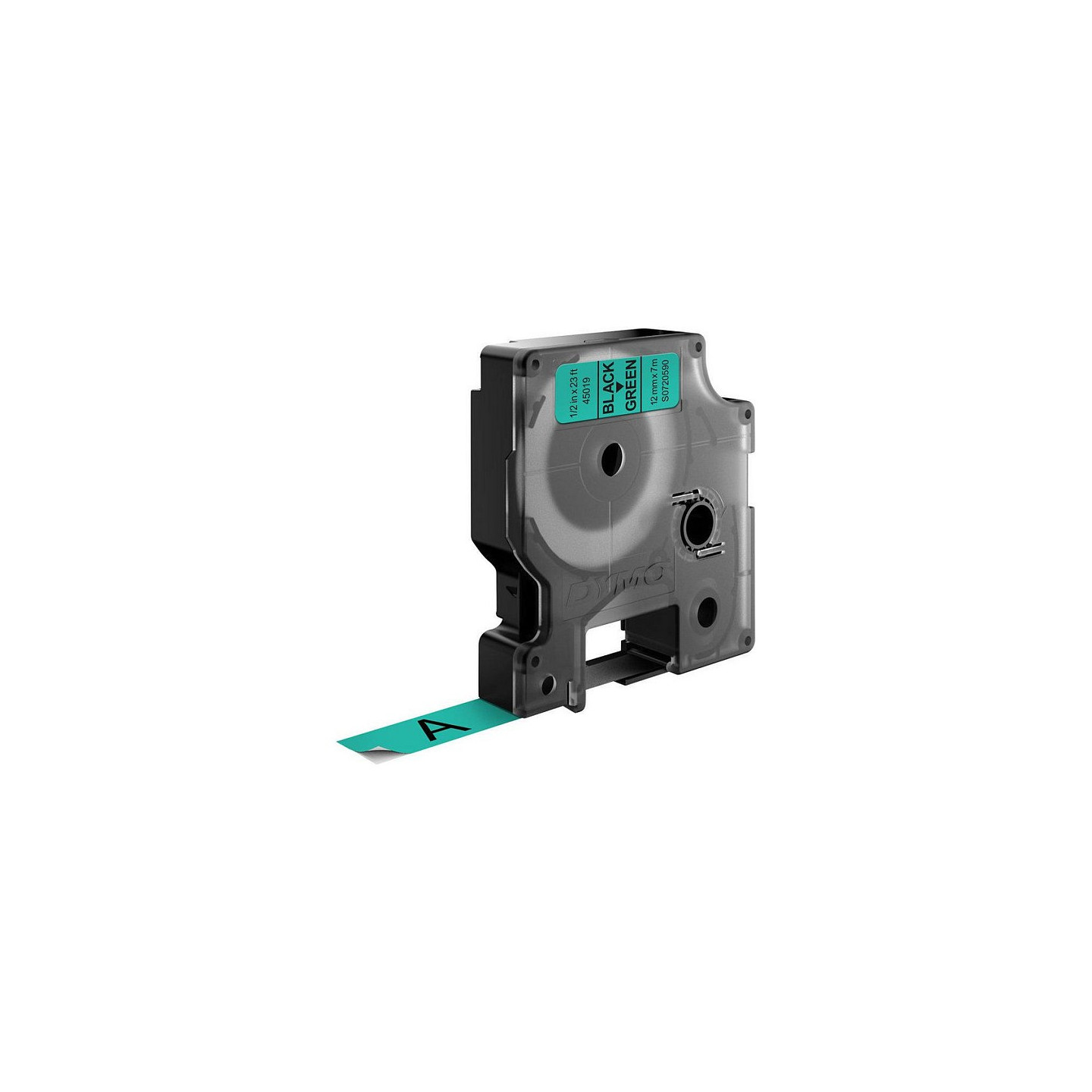 Dymo LabelWriter - D1 Etiketten Selbstklebend - 12 mm x 7 m - Schwarz auf Grün - (S0720590)