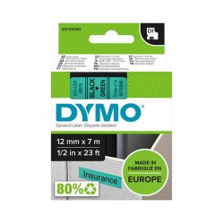 Dymo LabelWriter - D1 Etiketten Selbstklebend - 12 mm x 7 m - Schwarz auf Grün - (S0720590)