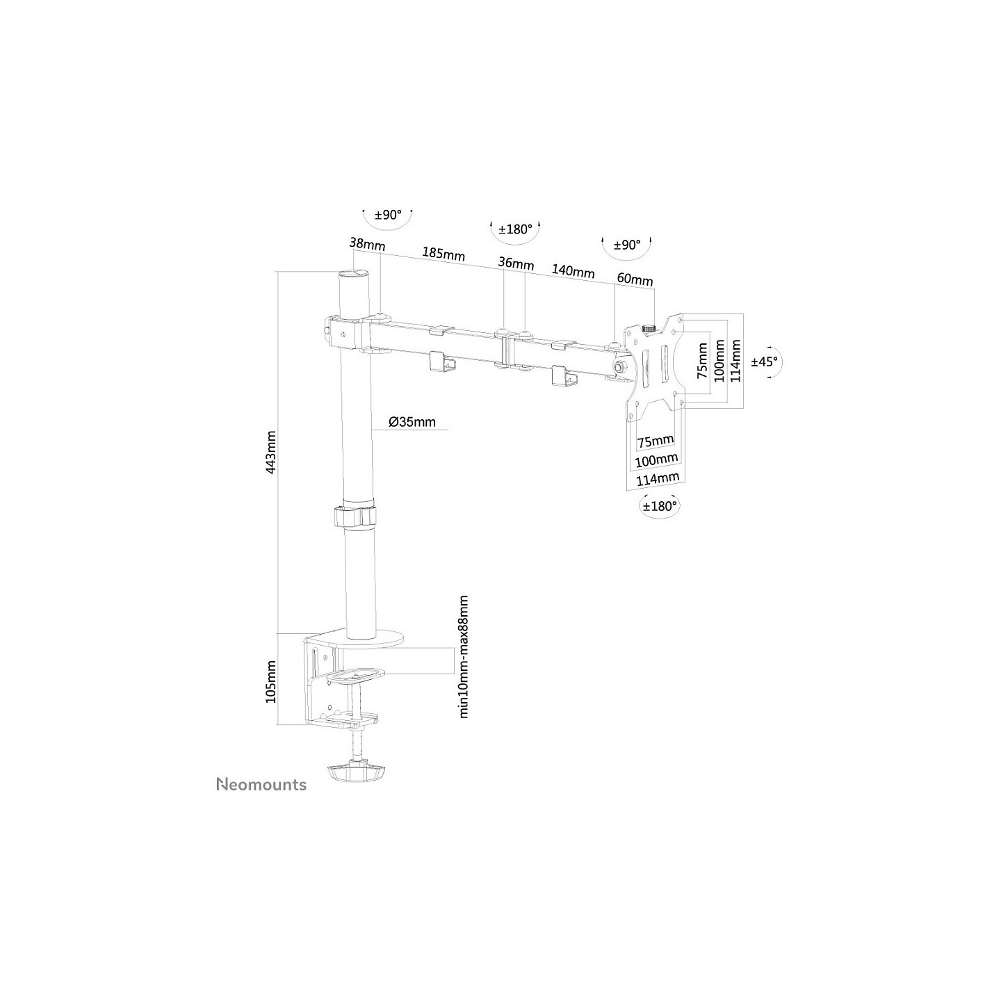 Neomounts FPMA-D550BLACK Tischhalterung für Flachbildschirme bis 32' - Schwarz — Buy in Cyprus with Fast Delivery