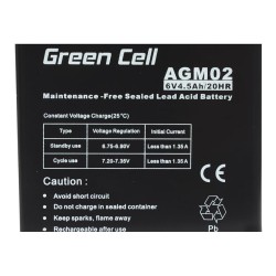 Green Cell AGM02 – 6V 4.5Ah VRLA Battery | Armenius Store
