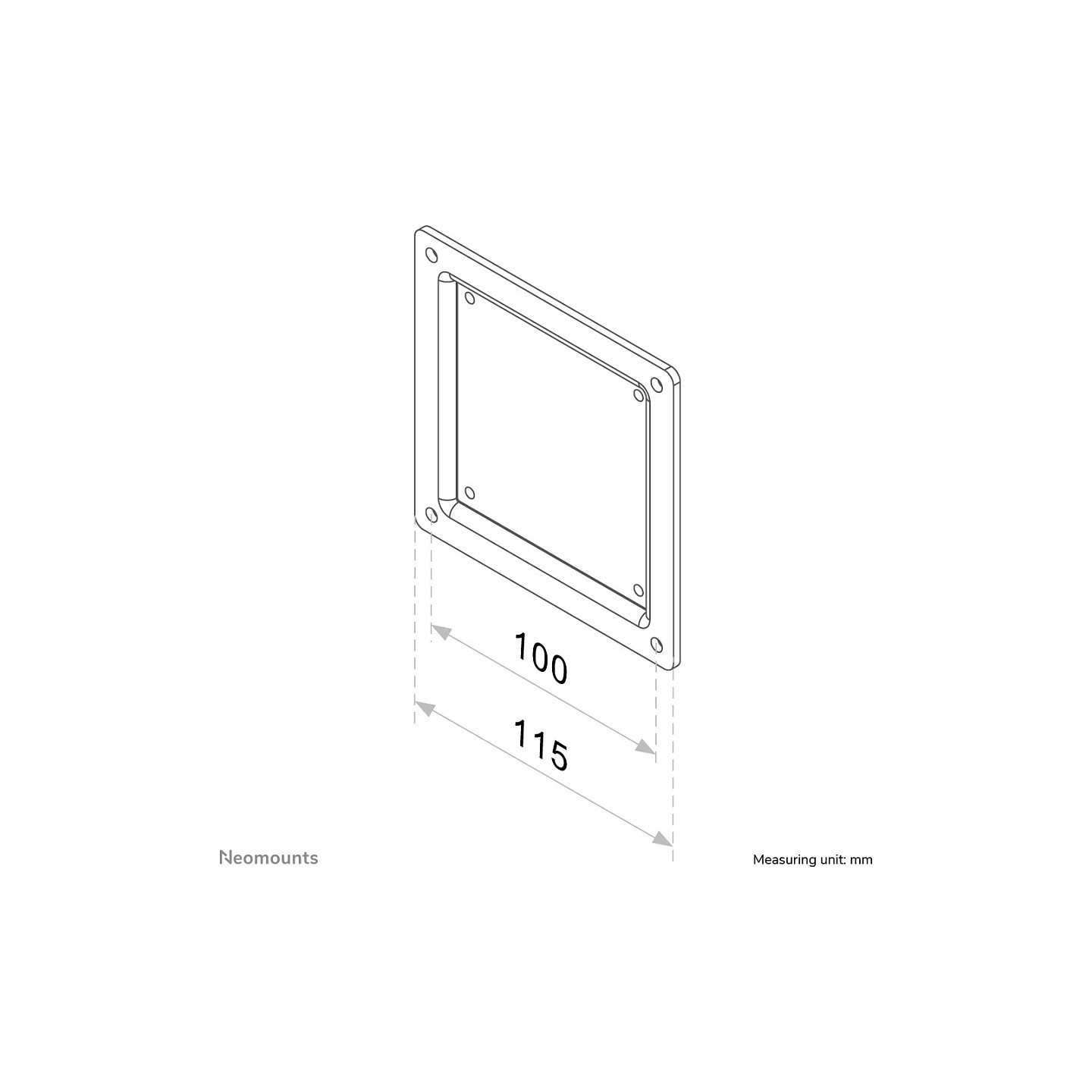 Vesa-Adapterplatte Sie vergrößert VESA 75x75 zu VESA 100x100 mm 25KG FPMA-VESA100 Neomounts