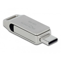 Delock USB 3.2 Gen 1 Flash Drive - 128GB, USB-C + USB-A, Metal Swivel, Silver — Buy in Cyprus with Fast Delivery