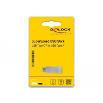 Delock USB 3.2 Gen 1 Flash Drive - 128GB, USB-C + USB-A, Metal Swivel, Silver — Buy in Cyprus with Fast Delivery