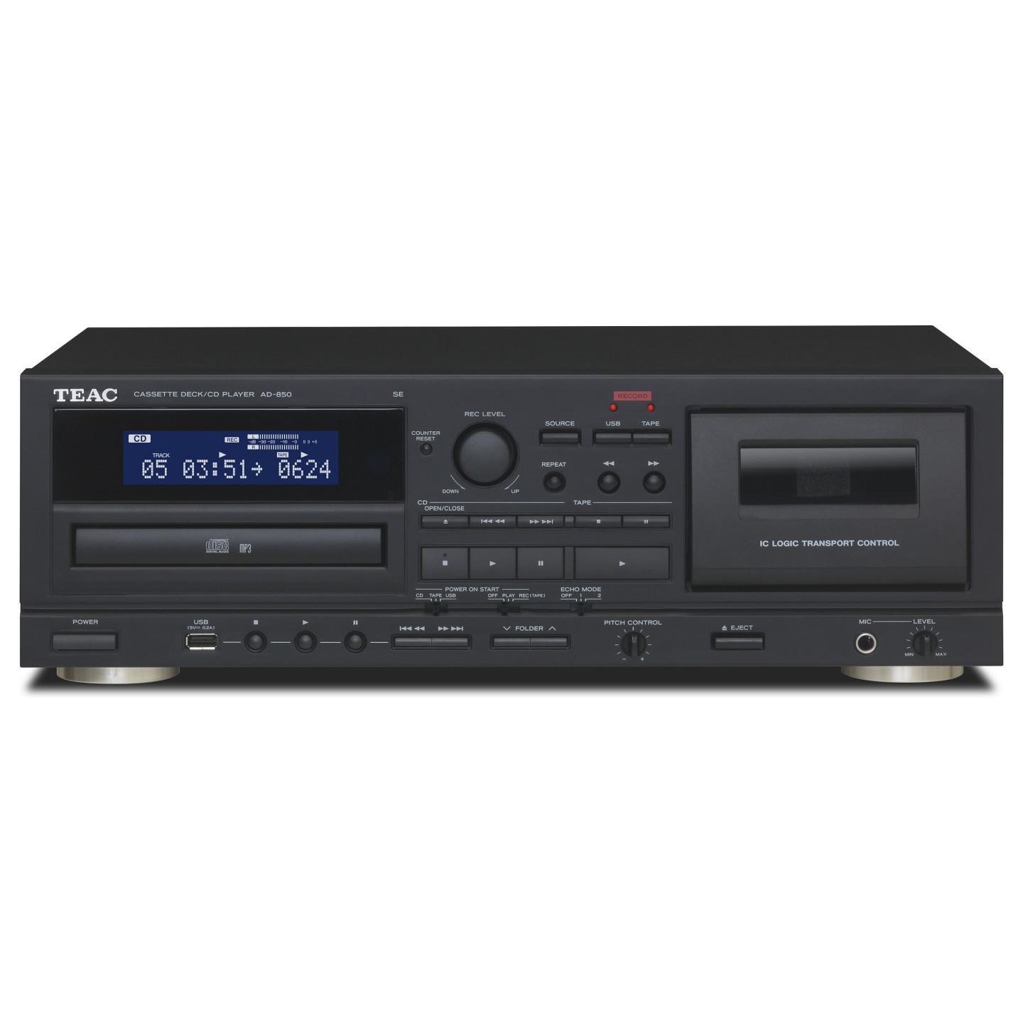 TEAC AD-850-SE CD- & Kassettenspieler mit USB Schwarz — Buy in Cyprus with Fast Delivery
