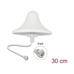 Delock 4G WiFi 2.4 GHz Antenne N Buchse 3 dBi 30 cm RG-58 omnidirektional Deckenmontage weiß